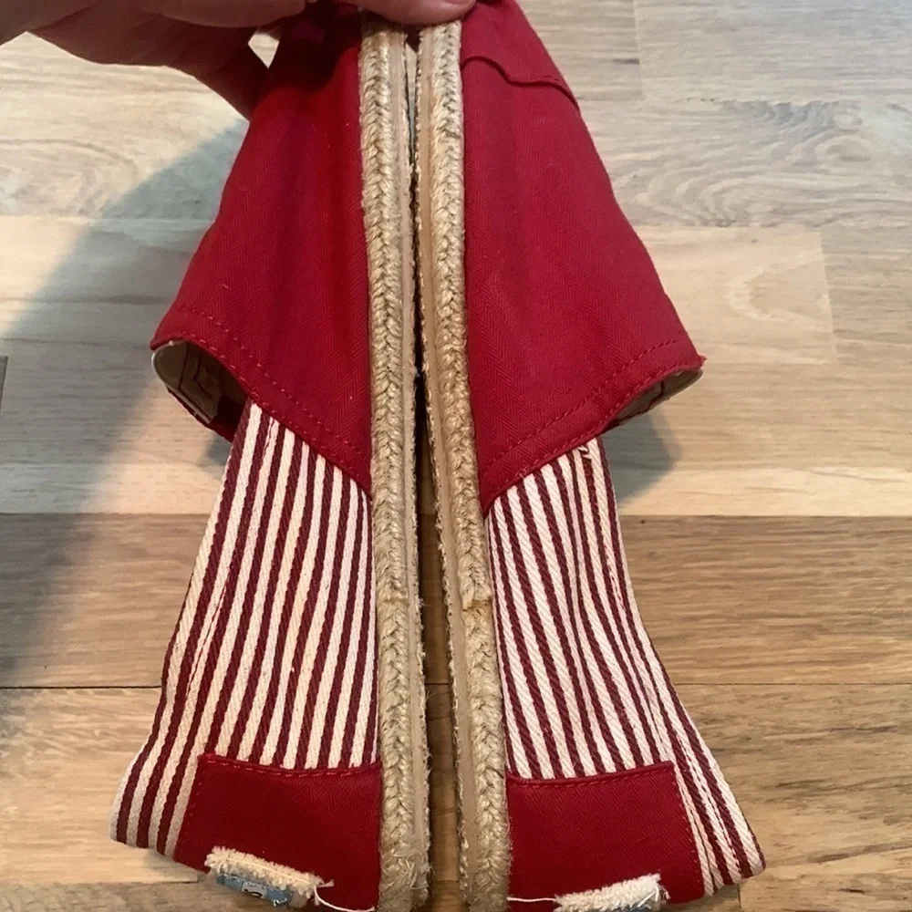 Toms Canvas Alpargata Rope Espadrille Slip-On Shoe Red w/ Stripes Women’s 10M